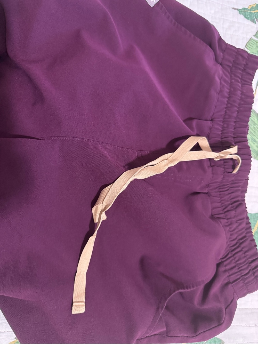 Figs Women's Athletic in Plum with Cream Drawstring